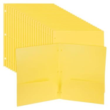 Imagem de PATIKIL 24 pastas de plástico com dois bolsos, perfurador de 3 furos, durável, resistente, 2 pastas de arquivo, divisória de índice de fichário tamanho carta com slot para cartão de visita para