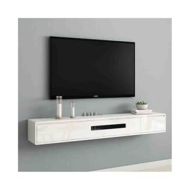 Imagem de Armário de TV Suporte de TV flutuante montado na parede para TVs inferiores, console de mídia flutuante moderno em madeira de carvalho de 70,9" com armazenamento para sala de estar e quarto Armário de