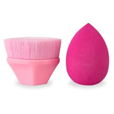 Imagem de Kit Pincel Mágico Oval + Esponja Base Rosto Pele Maquiagem