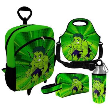 Imagem de Kit Escolar Infantil Mochila de Rodinha + Lancheira Térmica + Necessaire Plus + Squeeze de Alumíni-Unissex