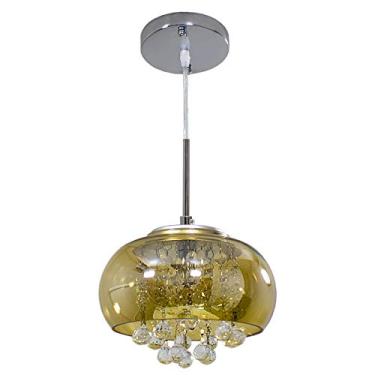 Imagem de Pendente Bella Iluminação Soho No Voltagev Âmbar/ Cromado/ Transparente, 22CMØX12CM