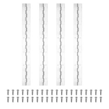 Imagem de PATIKIL Dobradiça de piano de 30,5 x 3,5 cm, dobradiça contínua de aço inoxidável 4Plver 304 com furos para porta de portão de piano, caixa de armazenamento de madeira, barco de armário, prata