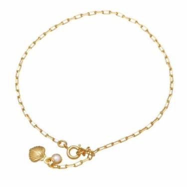 Imagem de Tornozeleira com Concha e Pérola Folheado Ouro 18K Softjoias 