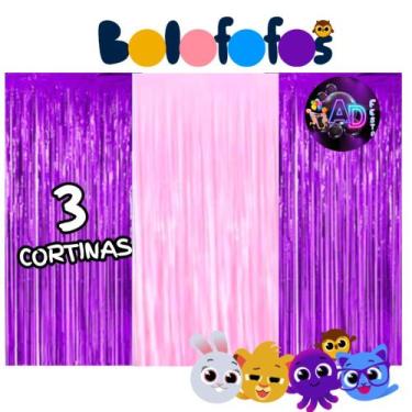 Imagem de kit: 3 Cortina Metalizada , BOLOFOFO Decoração , Festa , Aniversário, 