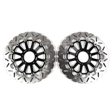 Imagem de 1 par de discos de freio dianteiros flutuantes compatíveis com Ducati 1098 2007-2008, 1098S 2007-2008, 1098 S Tricolor 2007-2008, peças pretas de acessórios para motocicletas