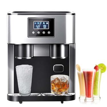 Imagem de Máquina de gelo 3 em 1 que economiza espaço - Congelamento rápido de 7 minutos, 40 lb por dia, água manual/automática, LCD + triturador + tanque de 1,8 L