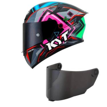Imagem de Capacete KYT TT Course Ratthapark Play Preto Mais Viseira Fumê, 60