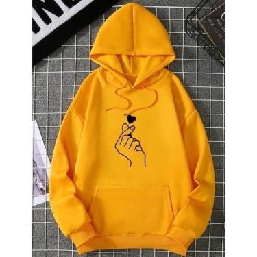 Imagem de Moletom Feminino e Masculino Blusa de Frio Canguru Unissex Mão Coreana