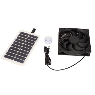 Imagem de Kit de ventilador de painel solar, kit de ventilador movido a energia solar de painel solar de 100 W 12 V, exaustor de painel de energia solar para casas de animais de estimação