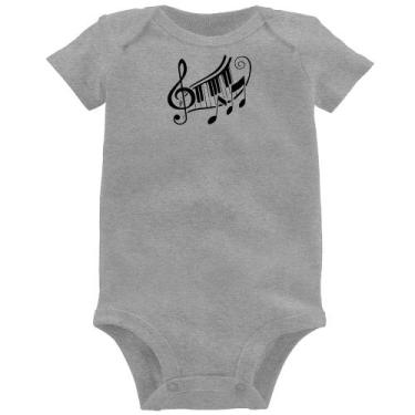Imagem de Body Bebê Clave De Sol Teclas - Foca na Moda, Cinza, P