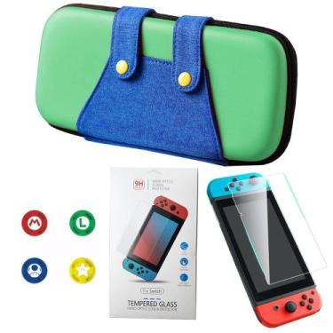 Imagem de Case Nintendo Switch V1 V2 Luigi + 4 Grips + Película Vidro - 123Games