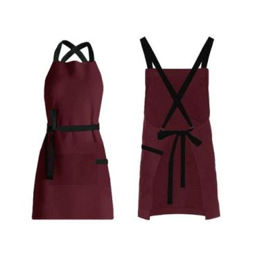 Imagem de Avental Vinho Alça Cruzada Preto Restaurante Bar Cafeteria - CASACHA