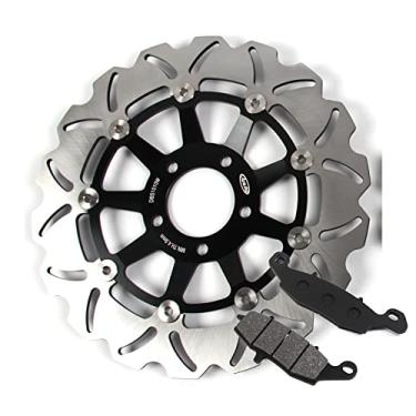 Imagem de Kit de discos e pastilhas de freio dianteiro flutuante compatível com Suzuki GS500E 1996-2003, acessórios de substituição de motocicleta preto