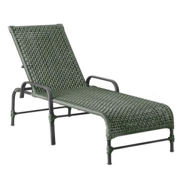 Imagem de Espreguiçadeira Reclinável Catar Alumínio  Preta e Corda Náutica Trama