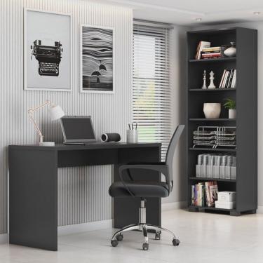 Imagem de Kit 3 Peças com Cadeira para Escritório, Estante Livreiro e Escrivaninha Gávea Espresso Móveis