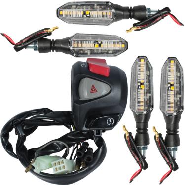 Imagem de Interruptor de partida botão com pisca alerta NXR160 Bros 2015 a 2022 modelo CB500 com piscas led sequencial