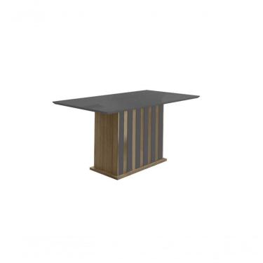 Imagem de Mesa De Jantar 160Cm Amália Com Vidro Carvalho/Grafite/Preto - Poliman