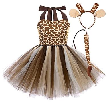Imagem de Vestido com tema de selva para meninas, vestido tutu de animal, roupa de festa de aniversário de Natal, 3 peças com orelhas, faixa de cabeça, acessórios de cauda para bebês meninas de 6 a 12 meses