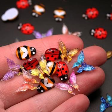 Imagem de Miniature Micro Resin Ladybug Butterfly Bee set, Dollhouse Miniature Flatback Cabochon Bugs, for Spring Fairy Garden, Terrarium, Scrapbook, Nail Art, Mini Micro Landscaping Decoration (32 PCS)