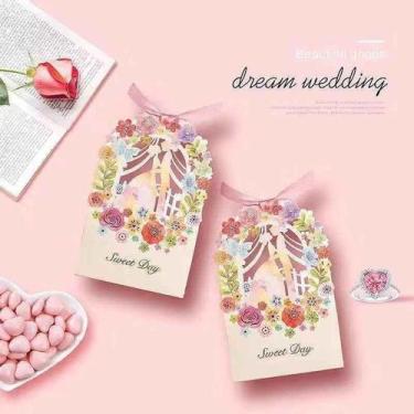 Imagem de PACOTE C/12 Caixinha De Lembrancinha Corte A Laser Casamento Noivado M