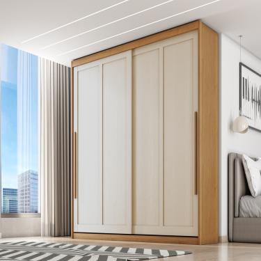 Imagem de Guarda Roupa Casal 2 Portas de Correr Atraente Zanzini - Cinamomo/Areia