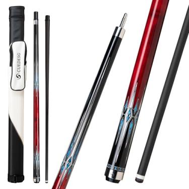 Imagem de CUEDESG Taco de sinuca de fibra de carbono 10,5 mm/11,8 mm/12,5 mm, bastão de sinuca de baixa deflexão, bastão profissional com estojo (YQ_Red_12,5 mm)