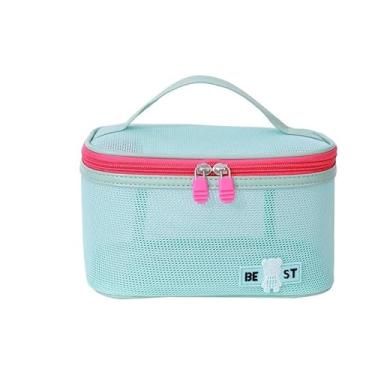Imagem de JETENCN Bolsa de higiene portátil, bolsa de armazenamento de batom de viagem de grande capacidade, bolsa de maquiagem de secagem rápida para praia por atacado, Azul