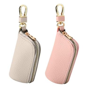 Imagem de Beautyflier Bolsa para protetor labial, bolsa de batom portátil para maquiagem de batom, brilho labial, bálsamos e hidratantes com gancho, ótimo presente para meninas e mulheres (rosa e bege)