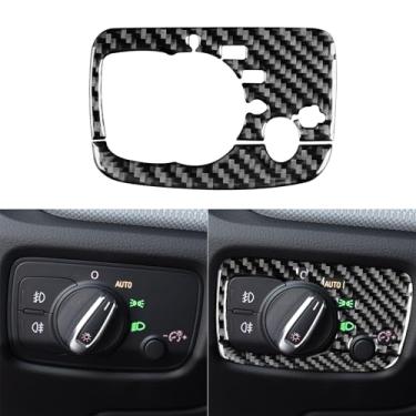 Imagem de Generic Adesivo de fibra de carbono premium real compatível com Audi A3 S3 RS3 8V 2013 2014 2015 2016 2017 2018 2019 painel decorativo de interruptor de farol painel decorativo 2 peças de acessórios