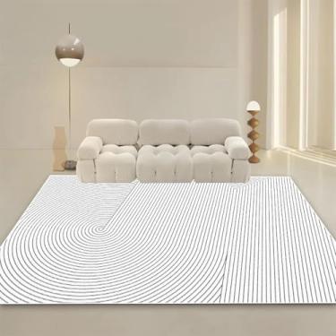 Imagem de Tapete moderno estilo creme para sala de estar, decoração minimalista para sofá, tapetes grandes para quarto, mesas de cabeceira laváveis (200x200 cm/sem fiapos - 11)