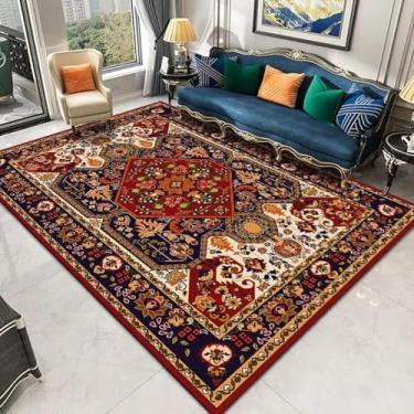 Imagem de Tapete retrô para sala de estar, decoração luxuosa e leve, para cabeceira de quarto, tapetes grandes (200x200cm 78x78 pol./Sem fiapos - 5)