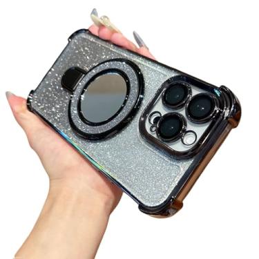 Imagem de Suporte de espelho com glitter e armadura magnética de luxo, capa protetora com revestimento de para-choque (para iPad Pro 13 (2024)/preto)