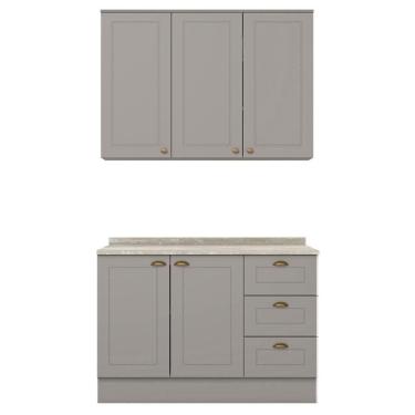 Imagem de Armario Aereo e Balcao 120 Cm Ce169 Americana Cinza Calcare Henn