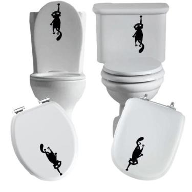 Imagem de Adesivo gato 3 vaso sanitário privada caixa acoplada descarga azulejo 