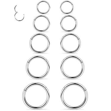 Imagem de Dyknasz 10 peças 20G/18G aço cirúrgico articulado segmento clicker anéis de nariz argolas septo lábio argola cartilagem tragus helix dorminhoco brincos piercing joias para mulheres homens 6 mm 7 mm 8