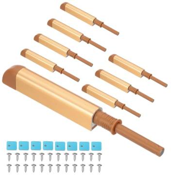 Imagem de PATIKIL Travas magnéticas de empurrar, 8 peças, trava de porta de empurrar para abrir, ferragens de armário, fecho, fecho, fecho, gaveta, cozinha, guarda-roupa, travas douradas