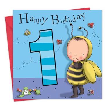 Imagem de Twizler 1st Birthday Card Boy Bumble Bee - Cartão de aniversário de 1 ano - Cartão de aniversário para meninos 1 ano - Cartão de aniversário de 1 ano - Cartões de aniversário infantil - Cartão de