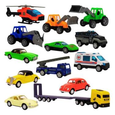 Imagem de Kit Miniatura Carrinhos Friccão Caminhão Cegonha 17 Peças - Store Shar