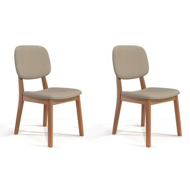 Imagem de Conjunto com 2 Cadeiras Detroit Linho Areia e Nature - Mobly