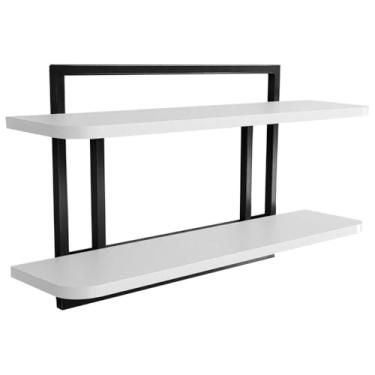 Imagem de Prateleira Decorativa 60x15 Sala Escritório Quarto Zafra - preto/branco