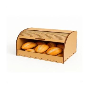 Imagem de Cesto de Pão em MDF Cru com Tampa Deslizante – Porta-Pães Decorativo e Funcional – Corte a Laser – MDF 3mm