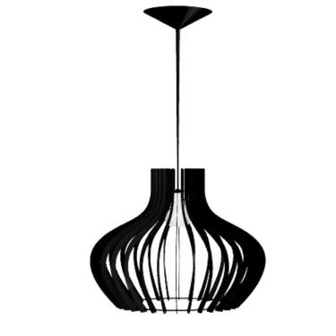 Imagem de Luminária Teto Tipo Pendente Decanter Mdf Completa - Cor:preta