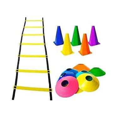 Imagem de Kit Funcional 10 Cones + 10 Pratos + Escadinha Agilidade
