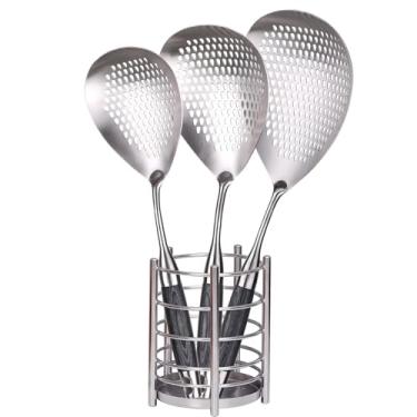 Imagem de MARTE Escumadeira Escumadeira Conjunto de 4 - Colher de Coador de Massa de Cozinha - Colher de Concha Escumadeira Coador de Aranha com Suporte para Cozinhar e Fritar Alimentos, Espaguete, Vegetais