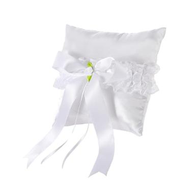 Imagem de Esquirla Almofada para anéis, almofada para porta-alianças, decoração, almofadas para anéis, laços, fitas, almofadas para pedidos de casamento, noivado