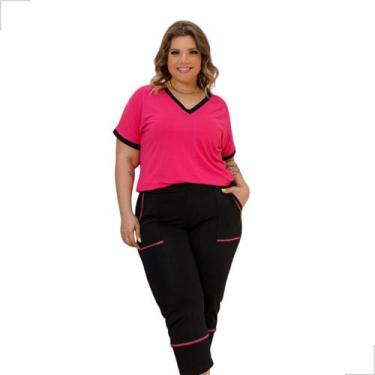 Imagem de Conjunto Blusa Manga Curta E Calça Capri Plus Size Verão - Rosana Farc
