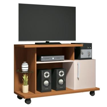 Imagem de Rack Para Sala Pequena Tv Até 26 Pol. 100cm Marte H01 Off White-cinamomo - Mpozenato