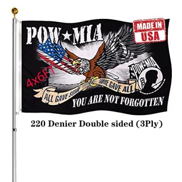 Imagem de Hypoth Bandeira Pow Mia Dupla Face 4X6 Para Área Externa - Resistente A Desbotamento Uv, Faixa Preta De 3 Camadas Com 2 Ilhós Latão Memorial Veteranos, Forças Armadas, Prisioneiros Militares