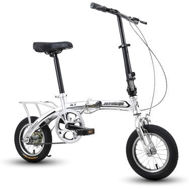 Imagem de Bicicleta dobrável de 12 polegadas de 12 polegadas de bicicleta adulta compacto de bicicleta dobrável Mini bicicleta dobrável leve para trabalhar a bicicleta da escola, branco