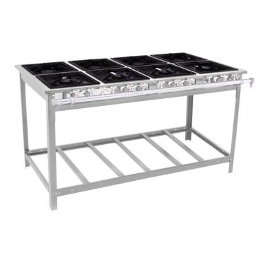 Imagem de Fogão Industrial Profissional Extra Inox 8 Bocas 4 Duplas Com Espera Para Forno Ei8D4E Venâncio